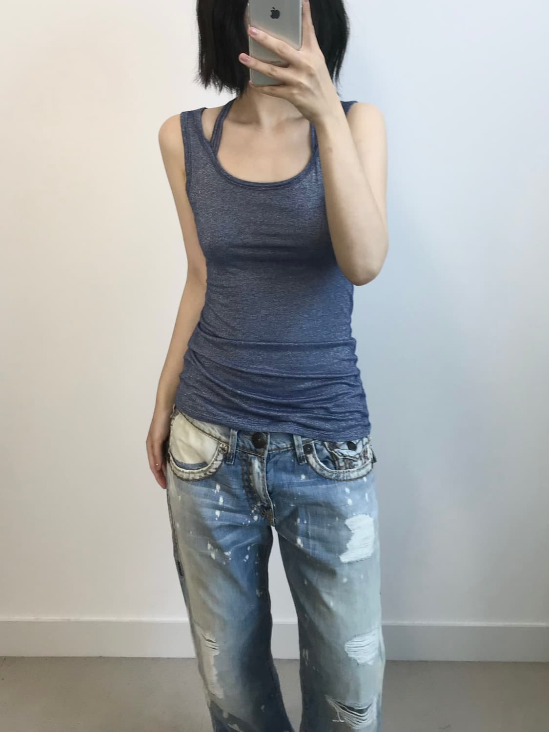 빈티지 글리터 멀티 스트랩 나시 상품이미지2