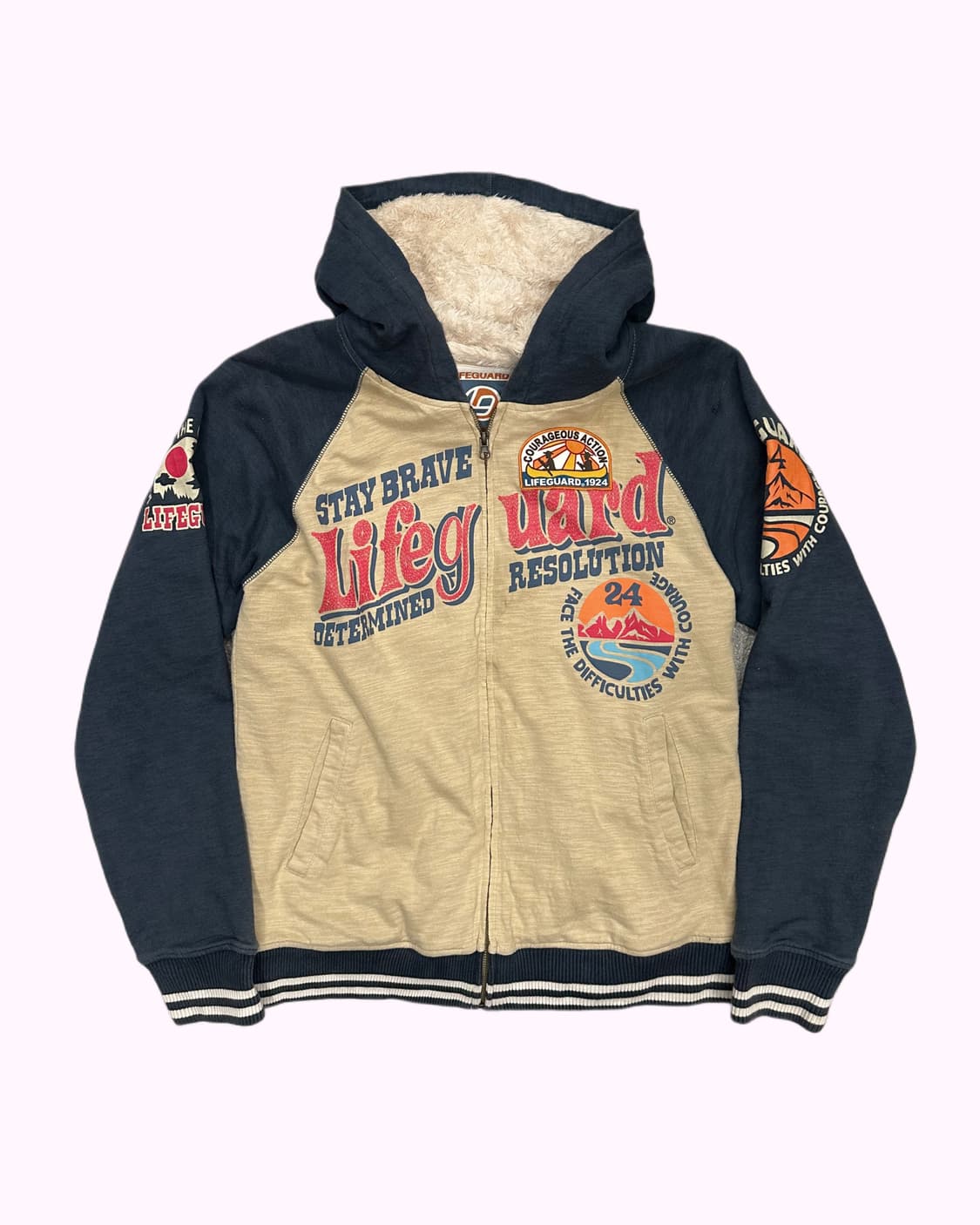 logo fur lining hood zip-up 상품이미지2