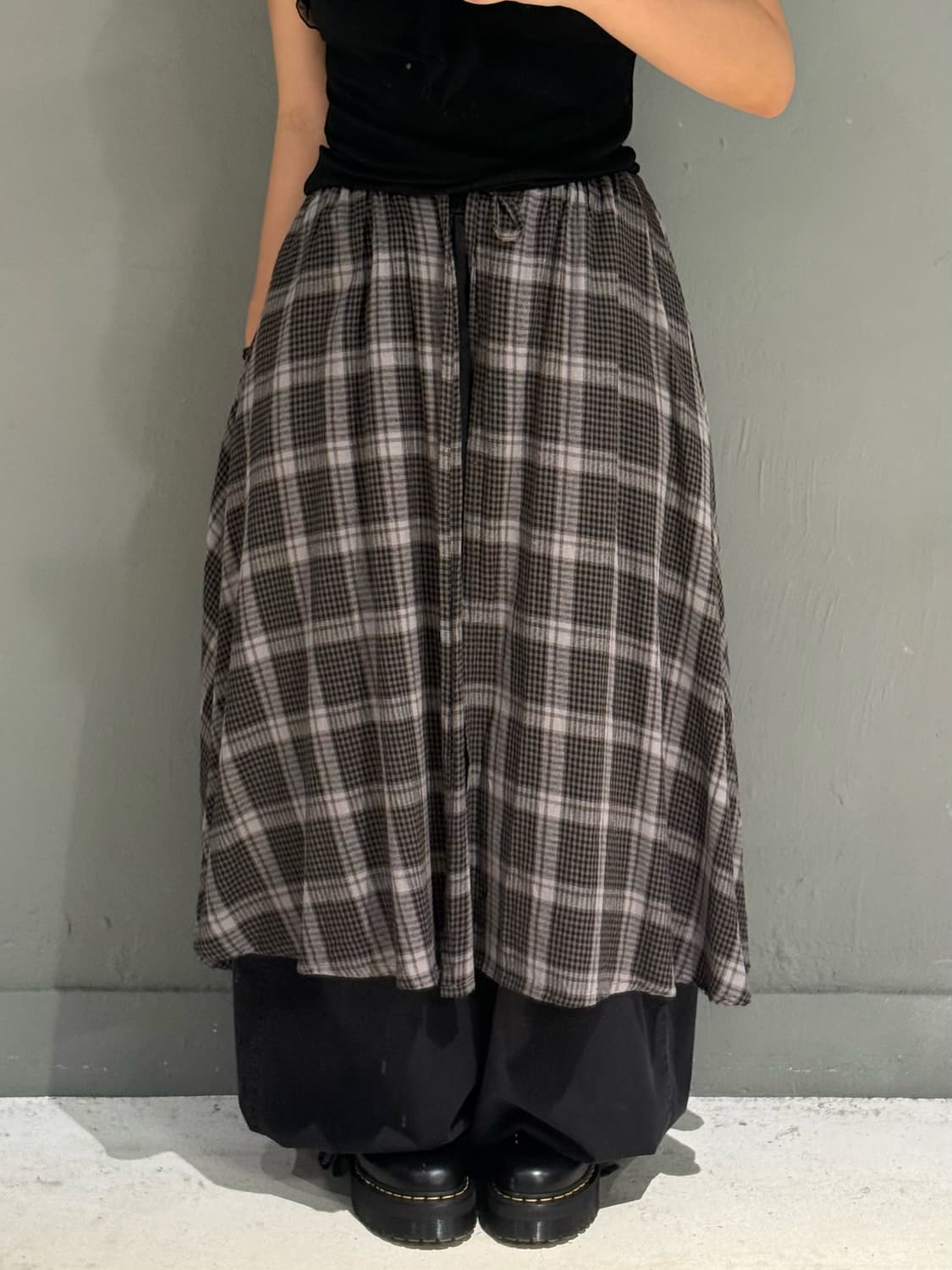 check pattern wrap detail skirt 상품이미지1