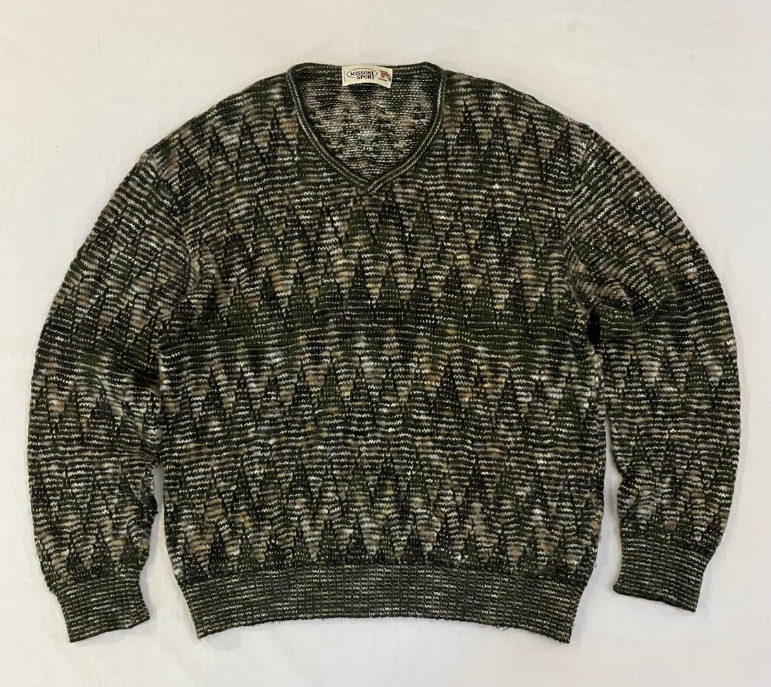 90s 미쏘니 스포츠 멀티패턴 울 니트 상품이미지1