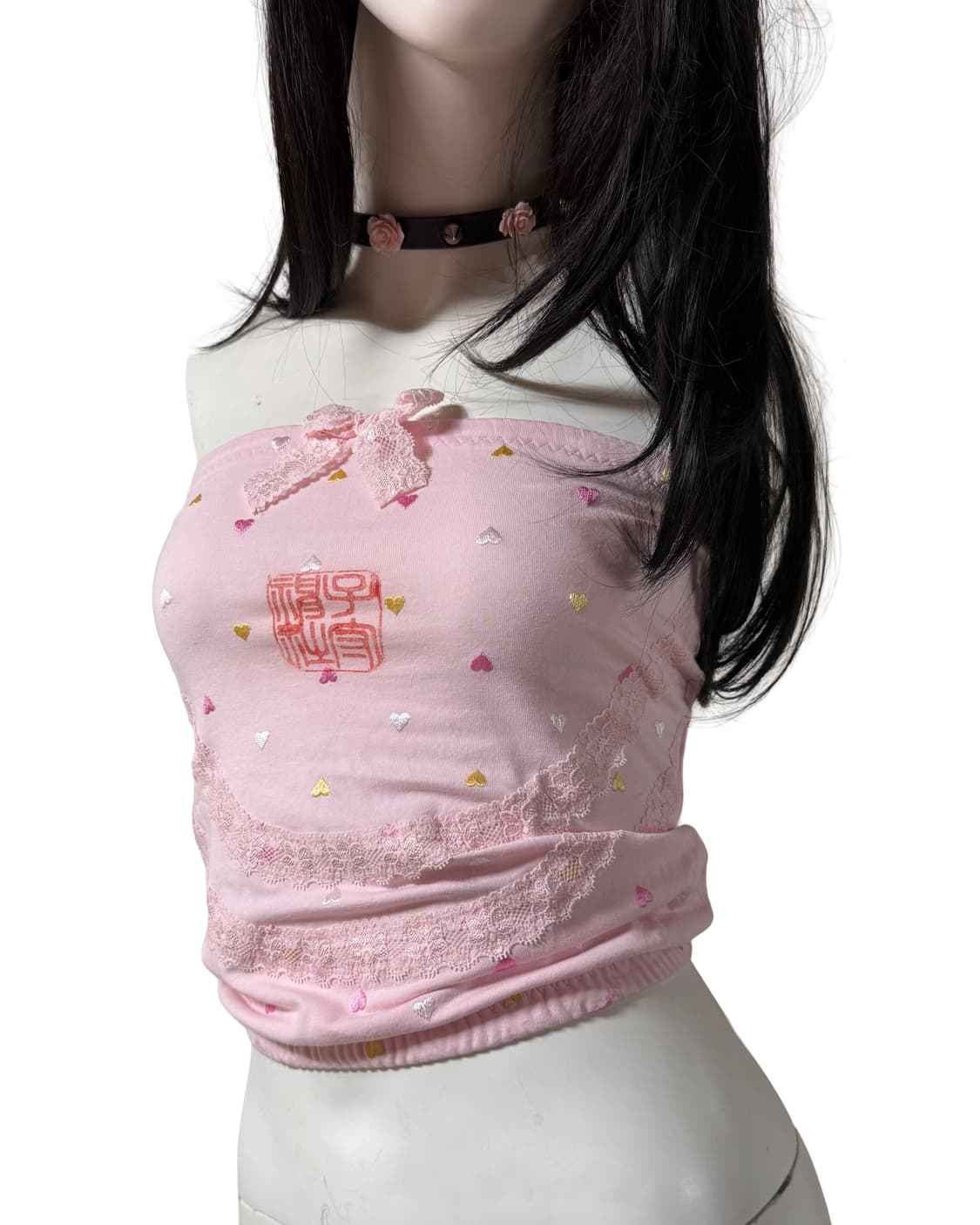 빈티지 러블리 코어 리본 튜브탑 상품이미지2