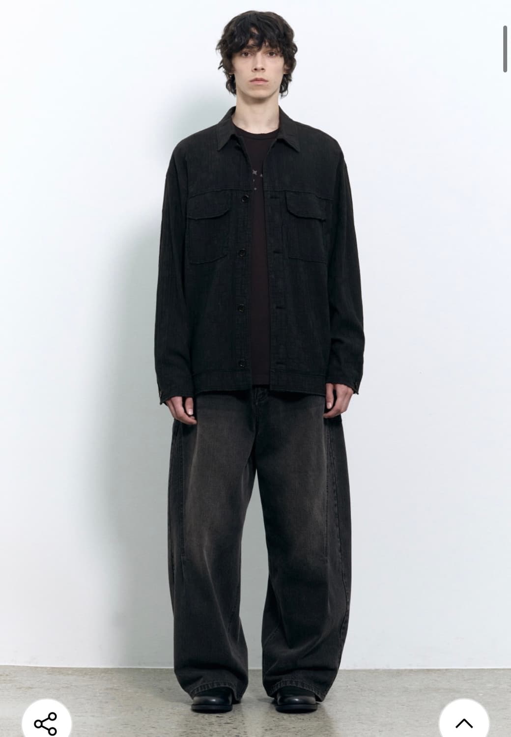 인사일런스 텍스처드 컷오프 셔츠 자켓 DYED BLACK M사이즈 상품이미지5