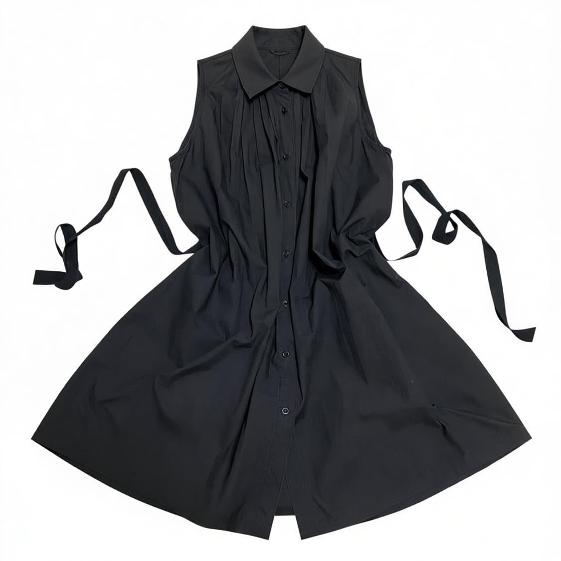 블랙 나시 셔링 셔츠 원피스  상품이미지1