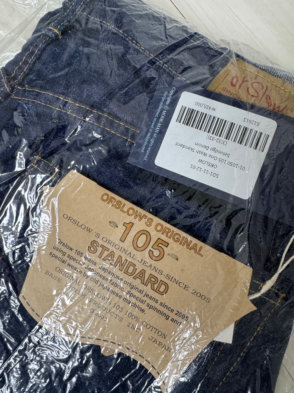 오어슬로우 105 원워시 스텐다드 셀비지 새상품  상품이미지5