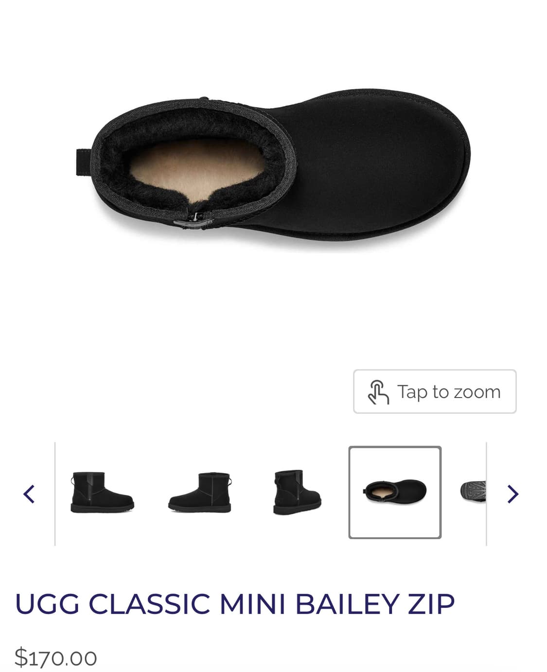 230 235 풀박 새상품 어그 미니 베일리 지퍼 블랙 앵클 부츠 방한 상품이미지4