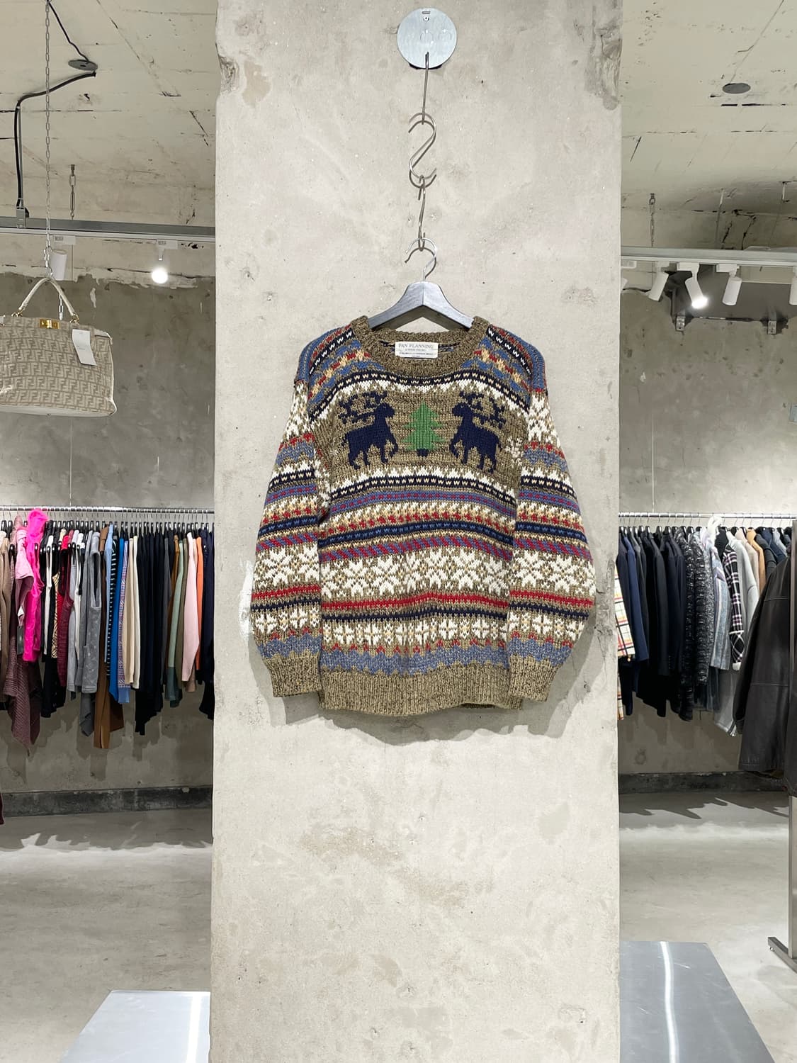 팬 플래닝 카키 페어아일 디어 아크릴 울 스웨터 상품이미지1