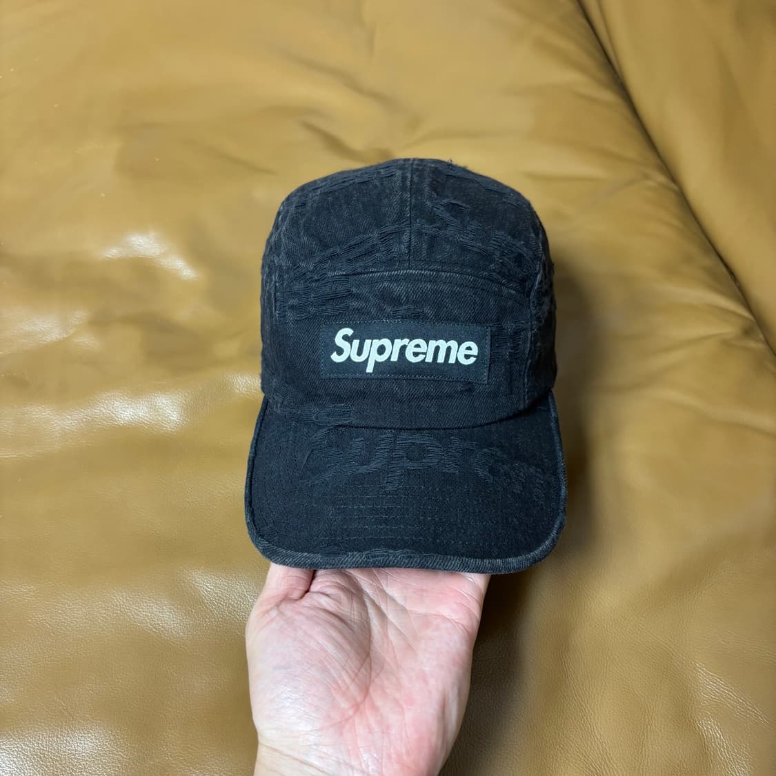 Supreme 슈프림 프레이드 워시드 데님 블랙 캠프캡 모자 상품이미지2