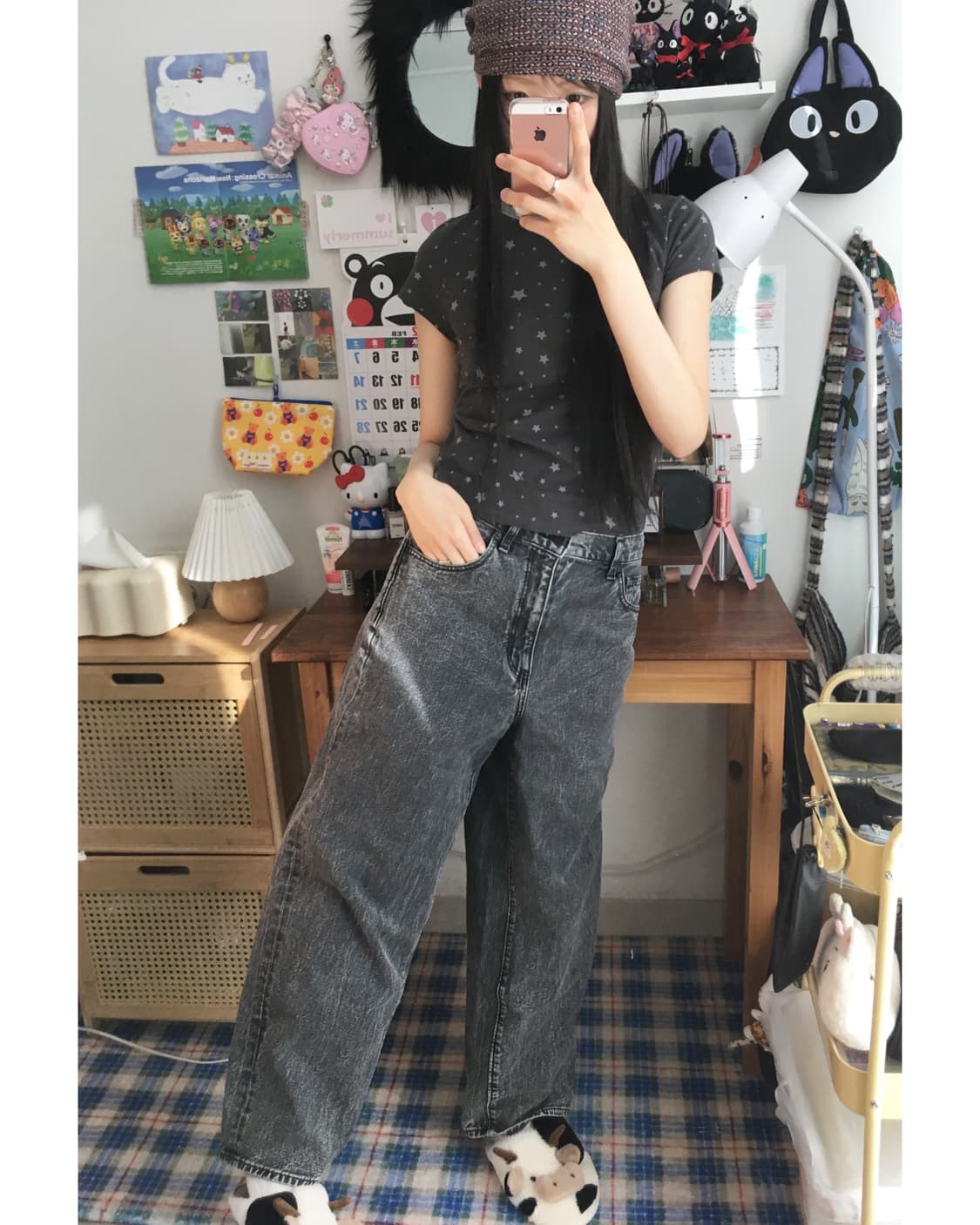 vintage urban street wide denim charcoal 상품이미지2