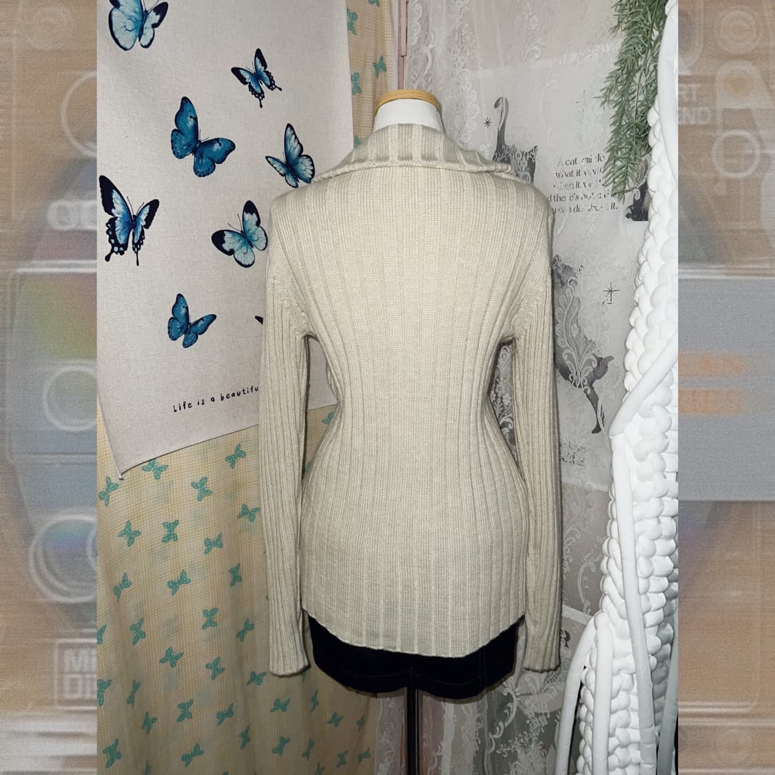 베이지 & 오레오 카라 니트 가디건 상품이미지3