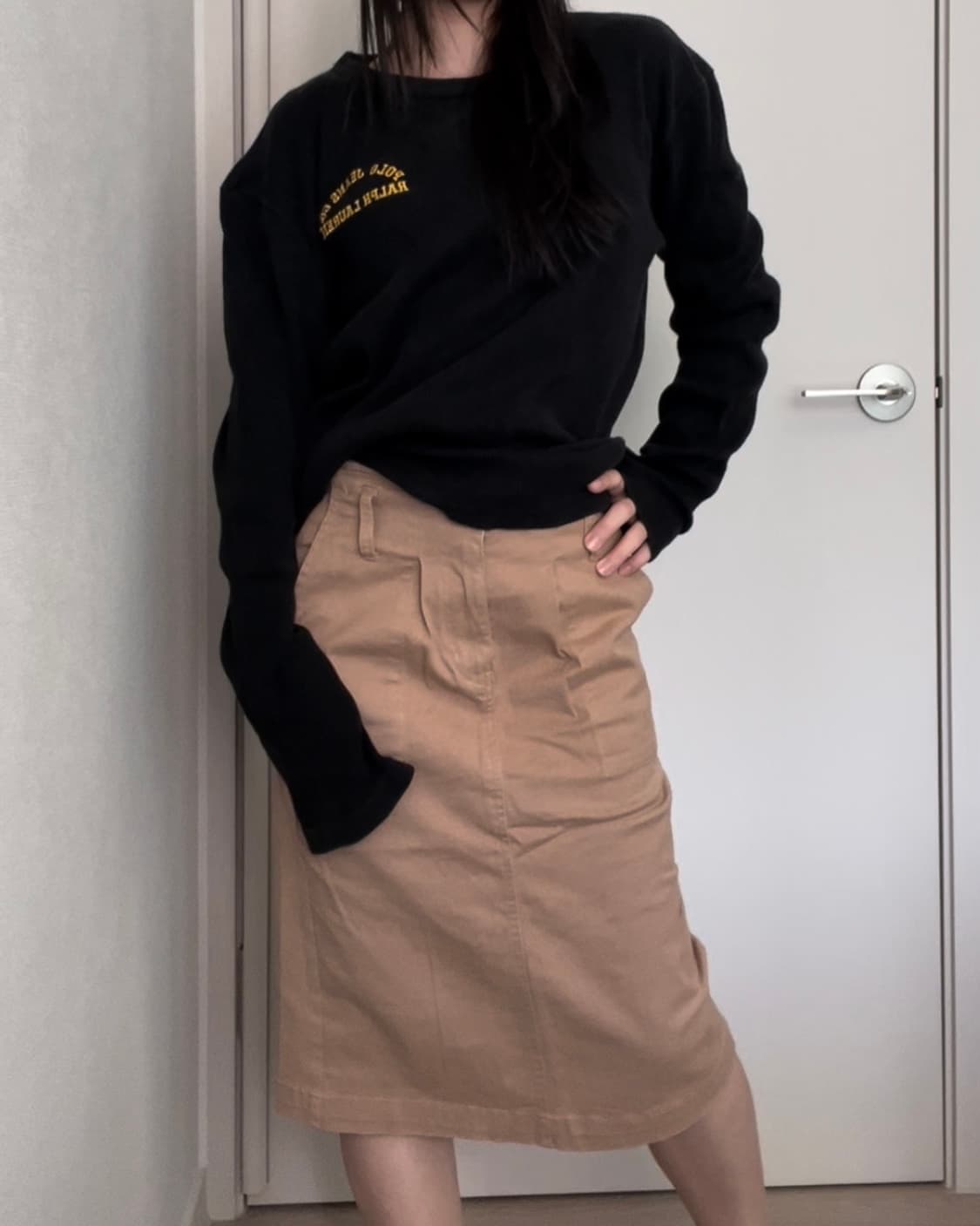 camel cotton midi skirt 상품이미지3