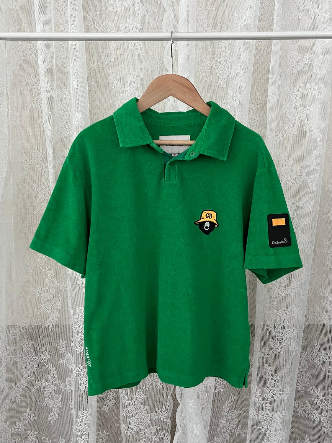 XS) 골든베어 23ss 테리 반팔 피케 티셔츠 그린 상품이미지1