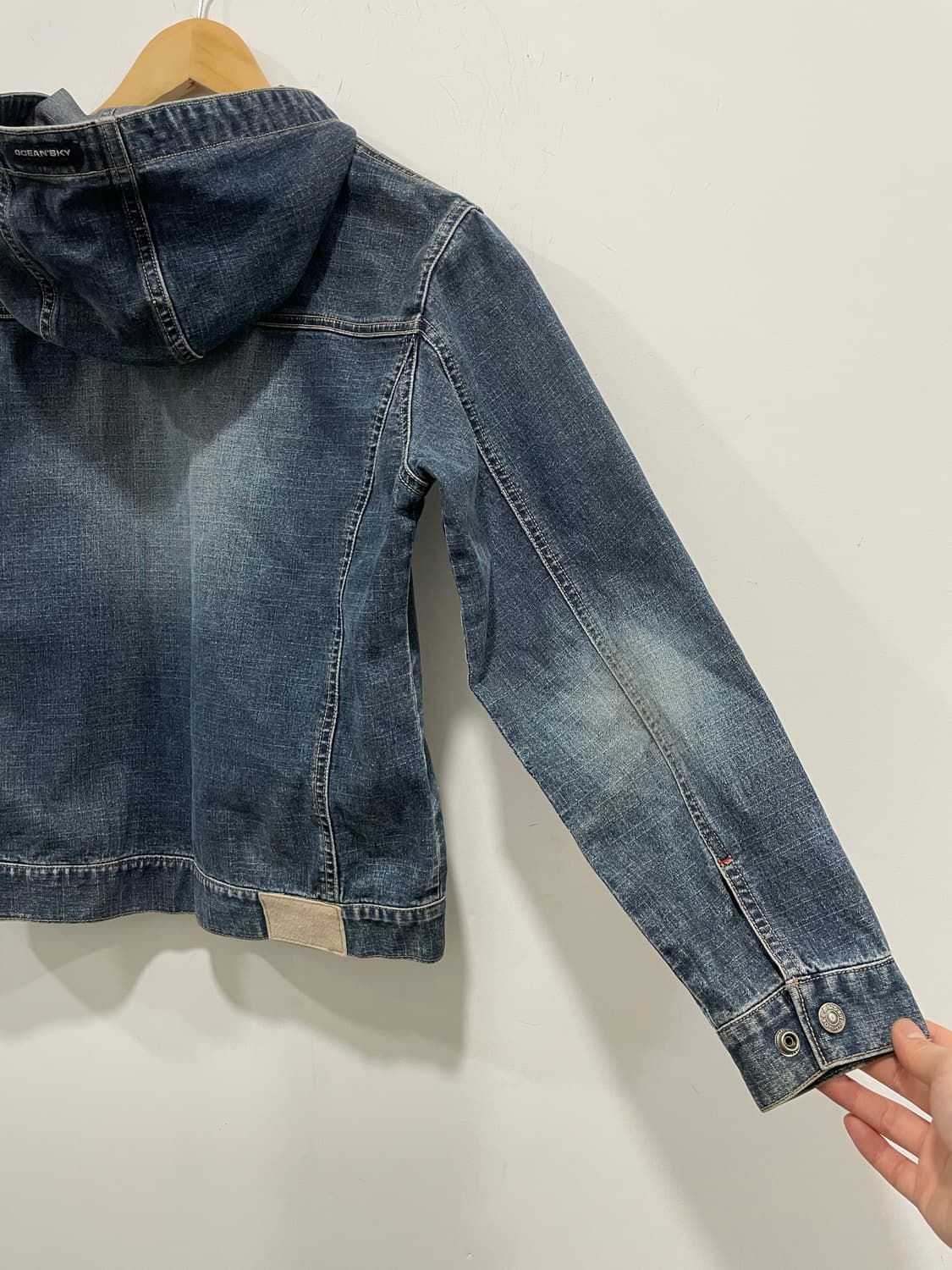 핀턱라인 워싱 데님 하이넥 후드자켓 상품이미지9