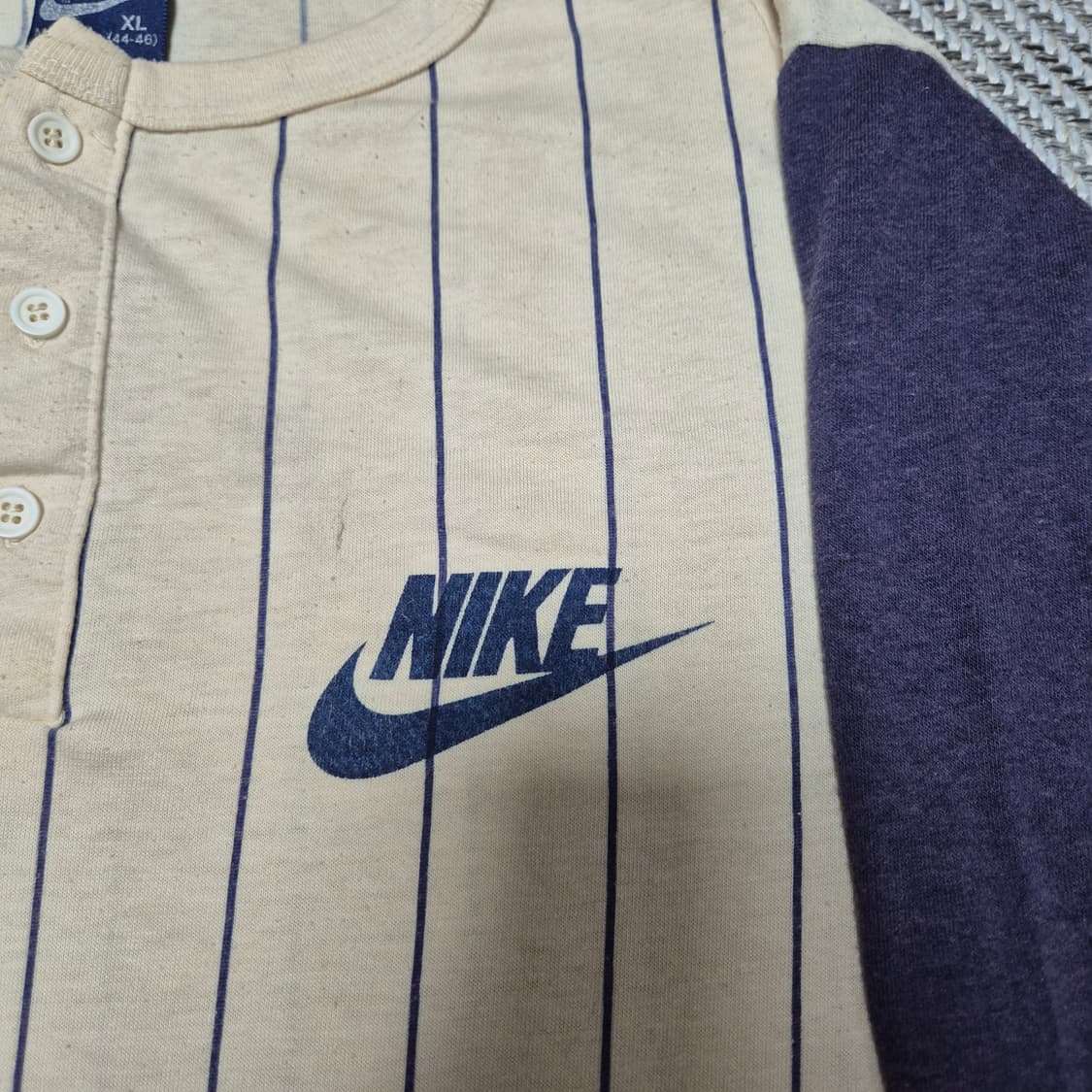 80s Nike 베이스볼 5부 헨리넥 싱글스티치 티셔츠 (XL) 상품이미지3