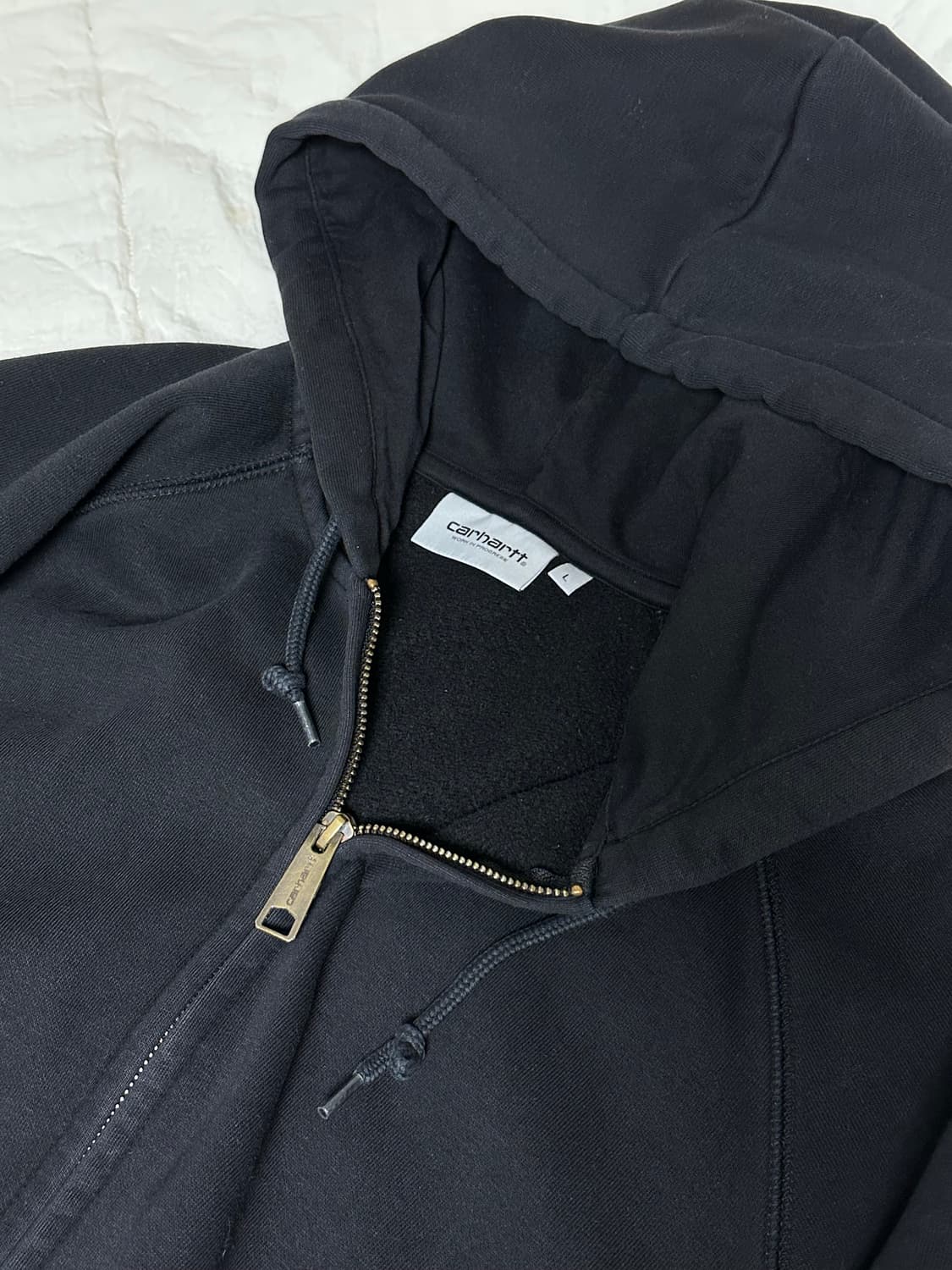 칼하트 WIP 블랙 후드 집업 라지 상품이미지6