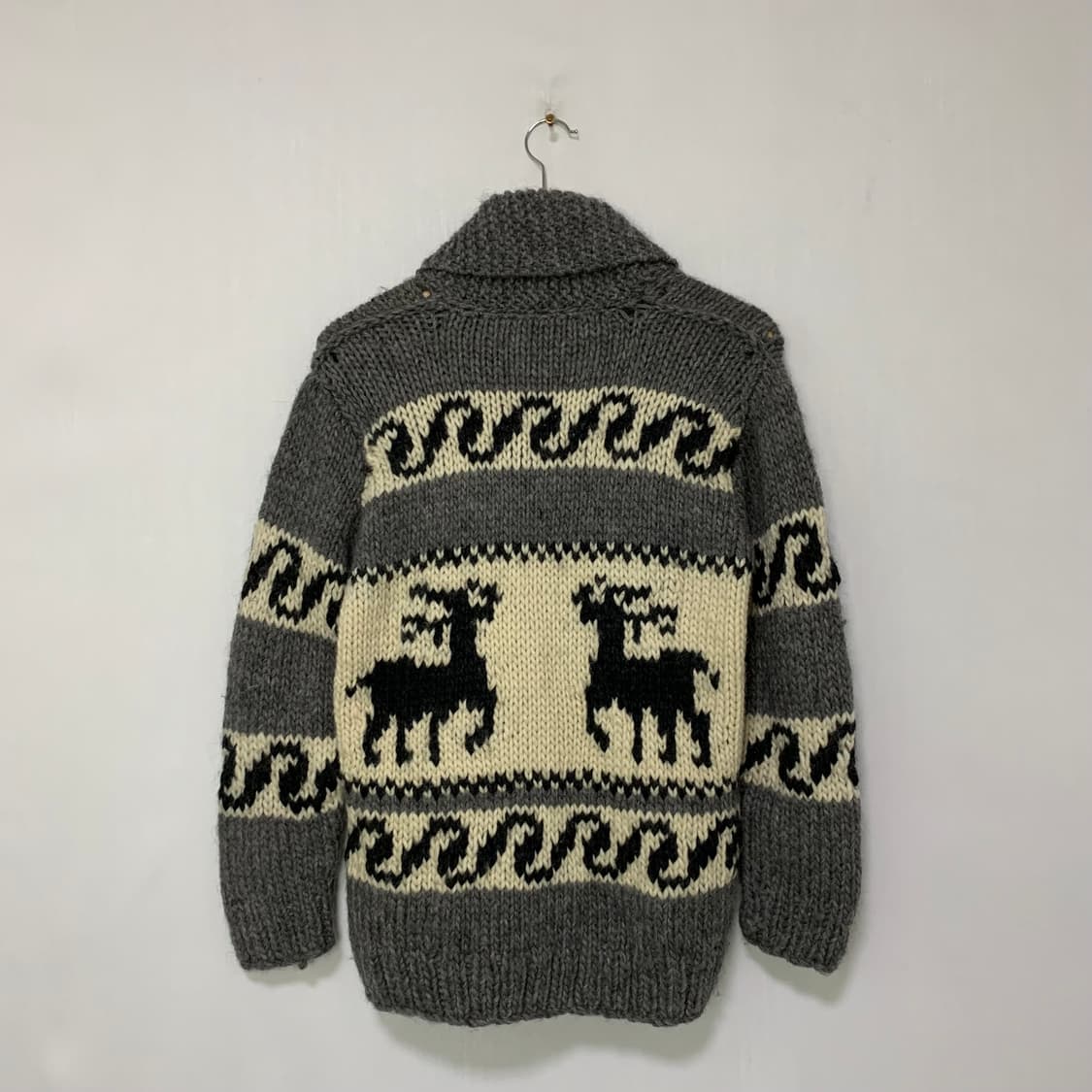코위찬 빈티지 핸드메이드 노르딕 패턴 울 니트 집업 가디건 스웨터 상품이미지6
