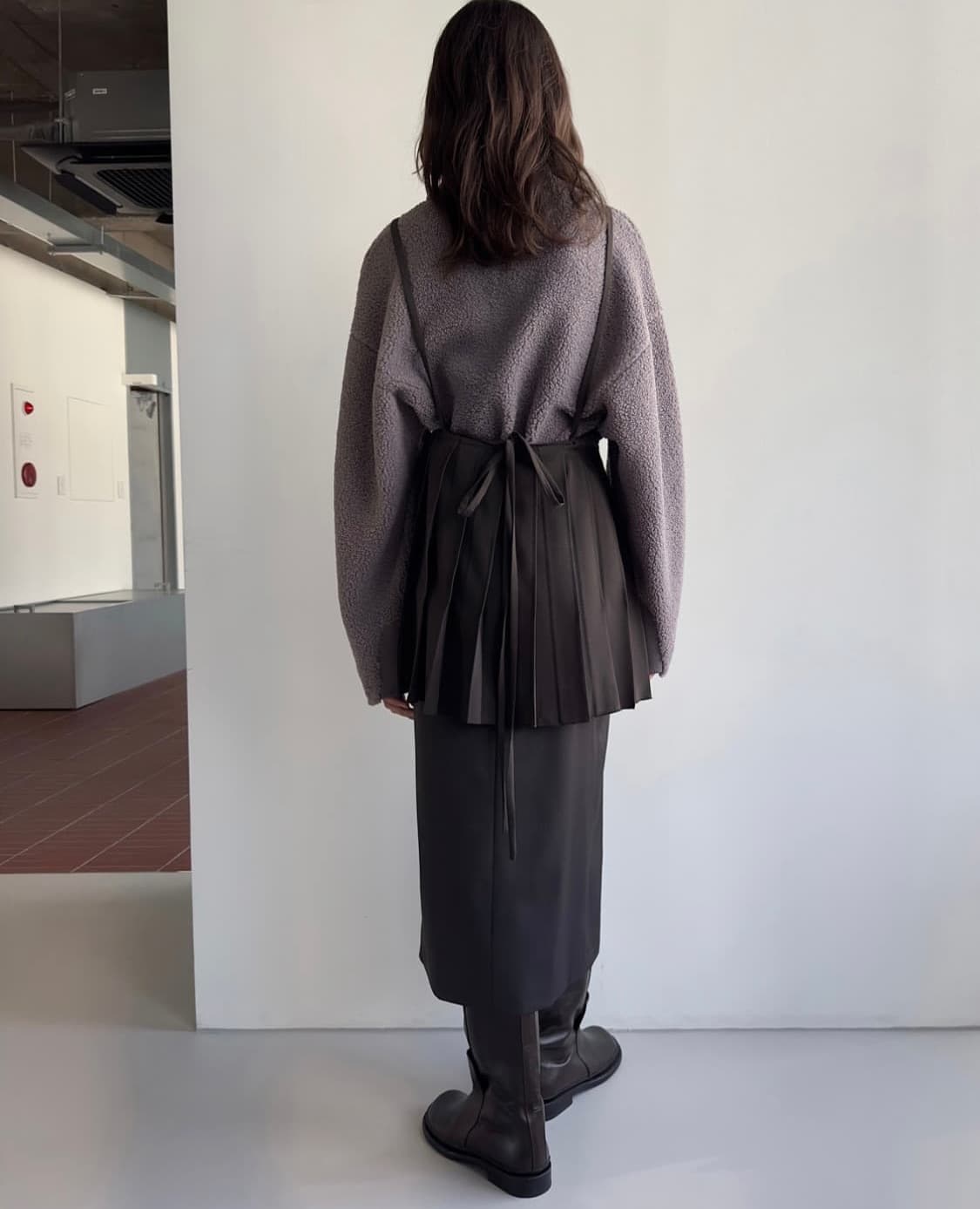 로우클래식 pleated mini dress S 차콜 상품이미지2