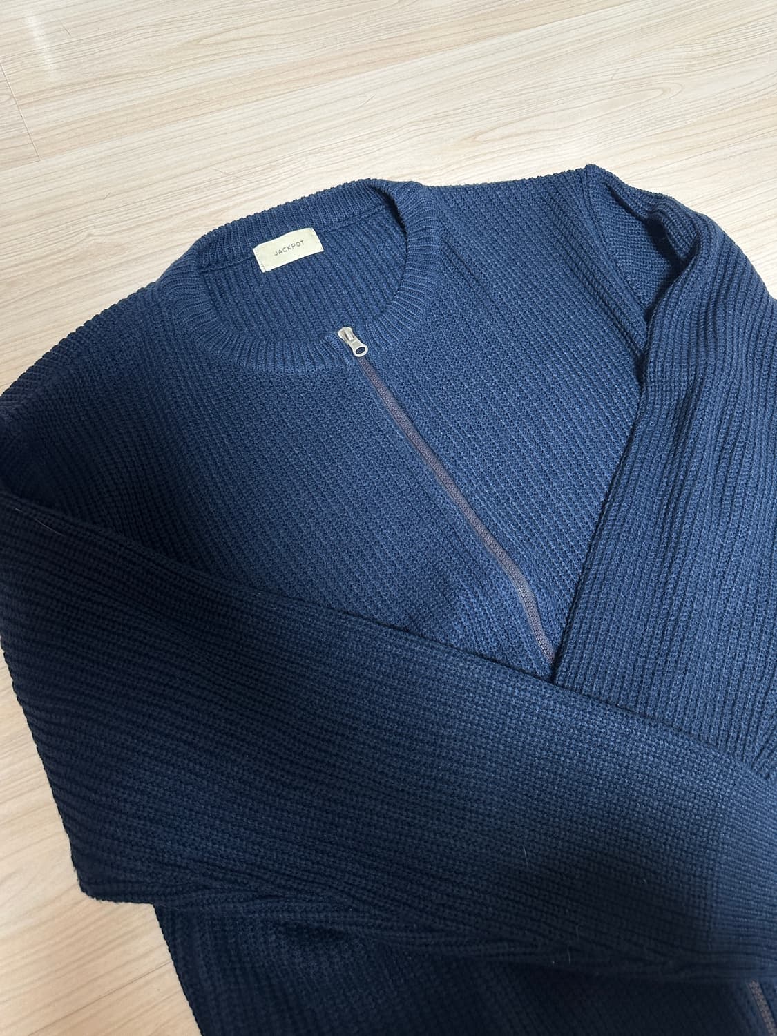 네이비 투웨이 니트집업 상품이미지2