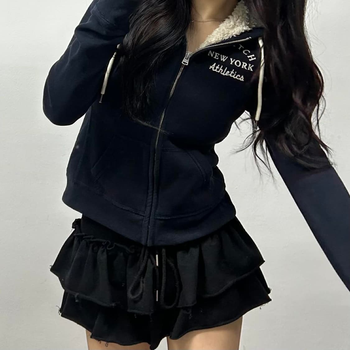 아베크롬비 y2k 여리핏 울프죠 양털 후드집업 희귀져지(M) 상품이미지2