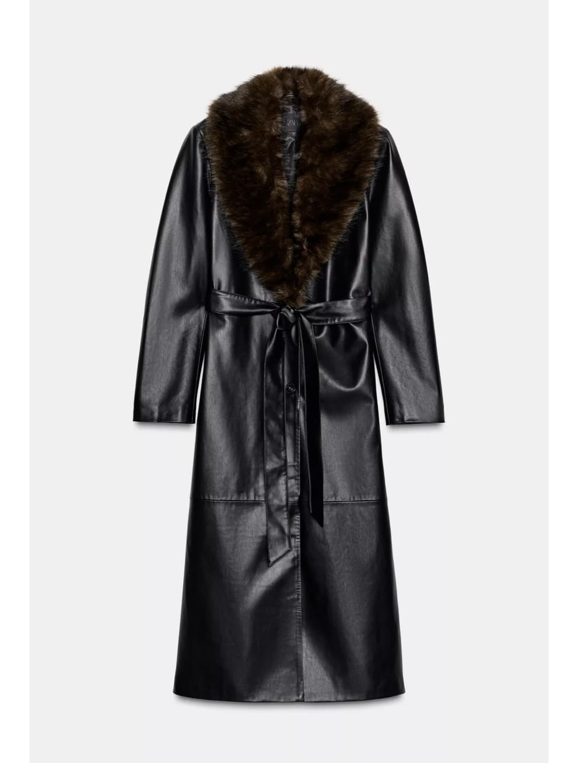 자라 탈부착형 칼라 퍼 코트 레더 롱코트  상품이미지1