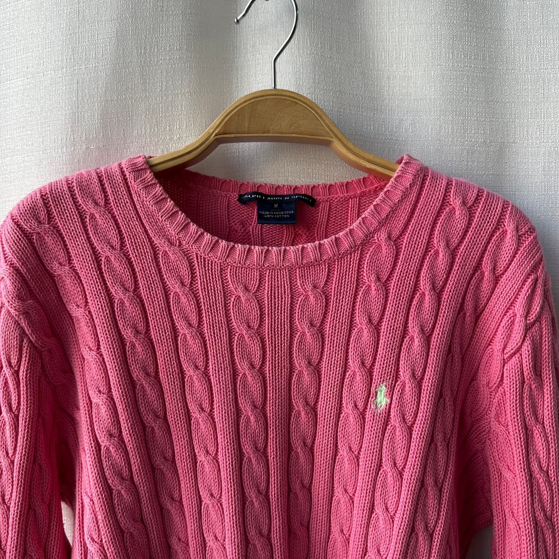 랄프로렌 스포츠 케이블 니트 코튼 스웨터 핑크 M 상품이미지8