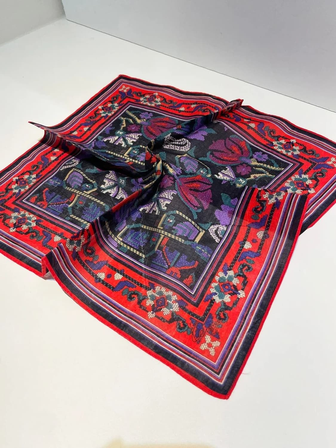 겐조 00s 재팬 에스닉 플라워 패턴 쁘띠 손수건 A1464 상품이미지2