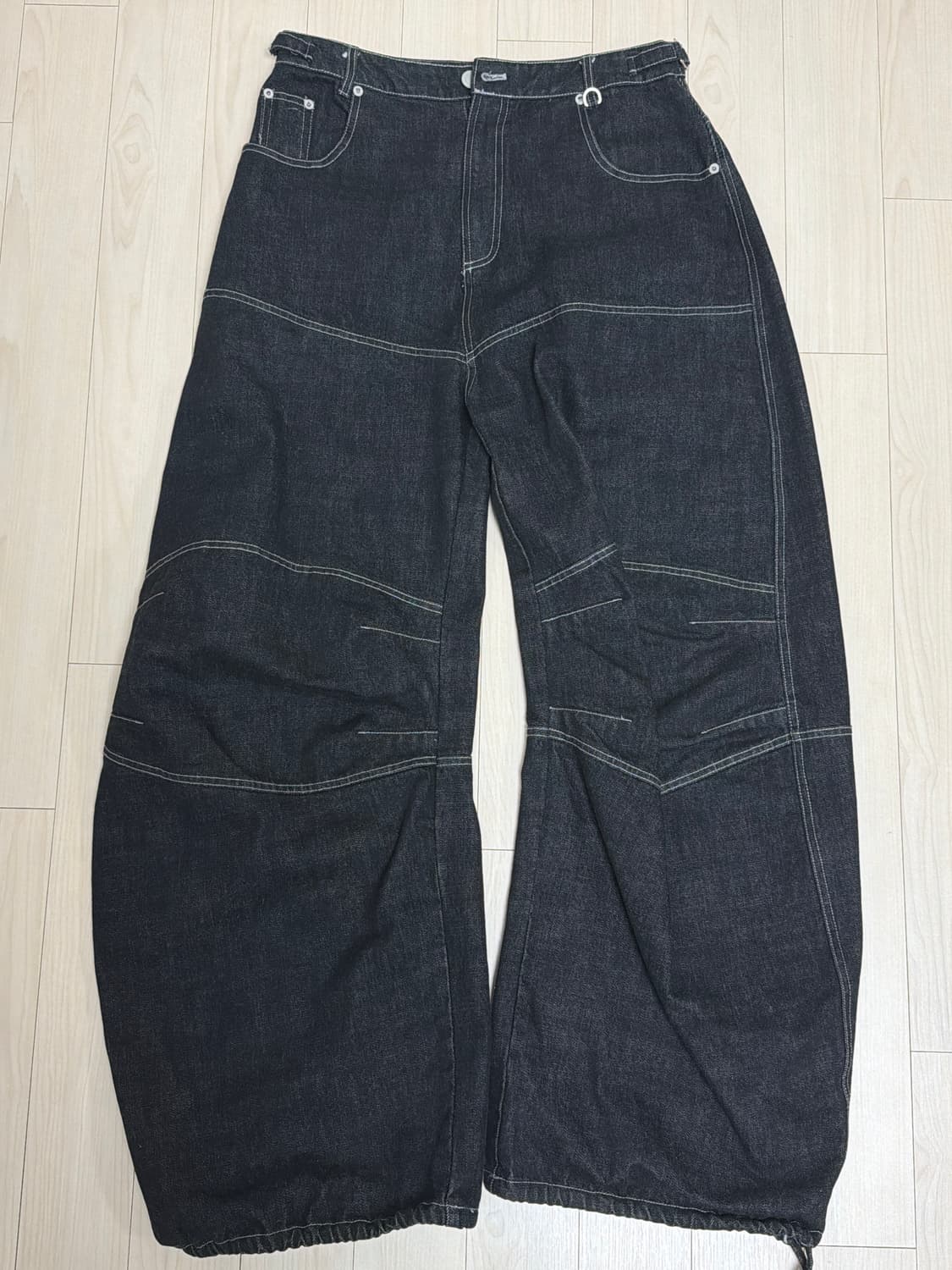 배드블러드 스쿼드 컨벡스 데님팬츠 블랙 S 상품이미지2