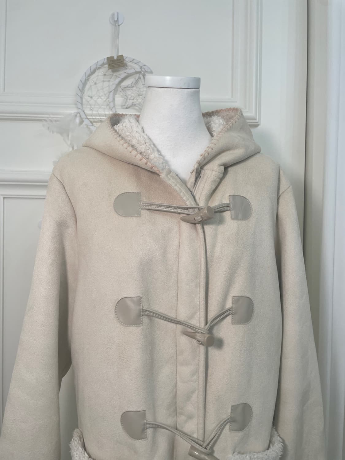 THEORIA cream ivory fur point hoodie coa 상품이미지6