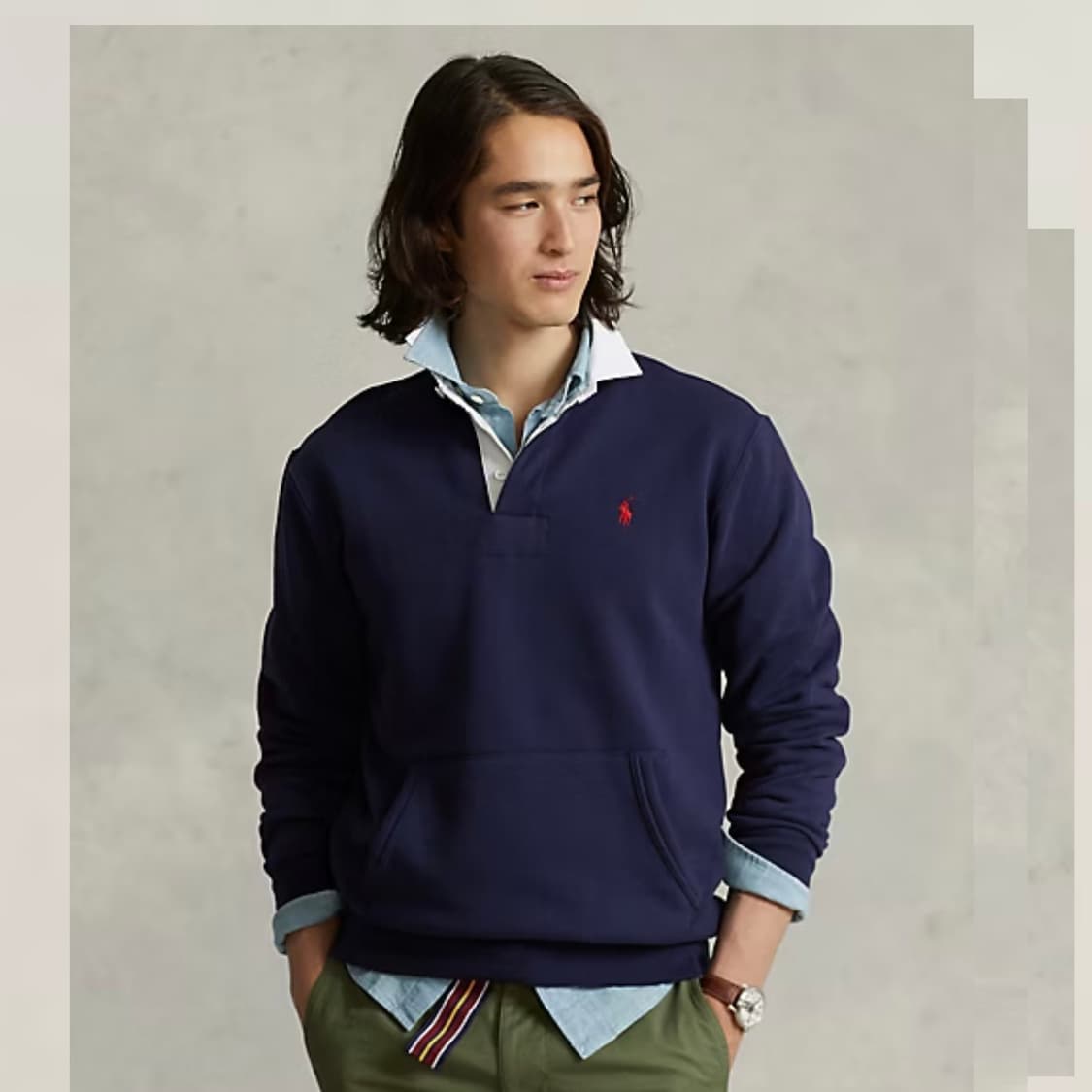 [S]폴로 랄프로렌 후리스 럭비 티셔츠 네이비 상품이미지2
