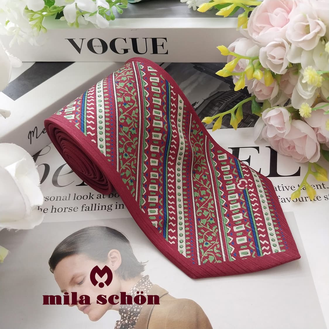 밀라숀 실크 와인 패턴 넥타이 9cm A+등급 K2527
 상품이미지2