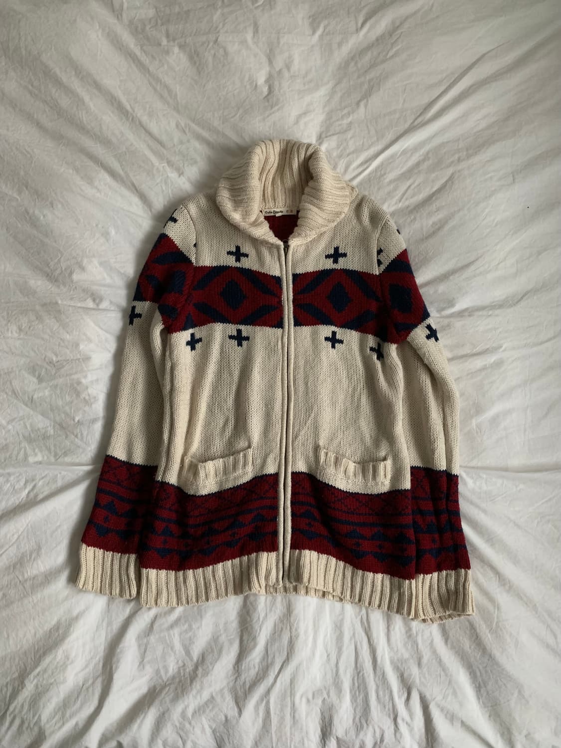 패턴 니트 집업 가디건 상품이미지1