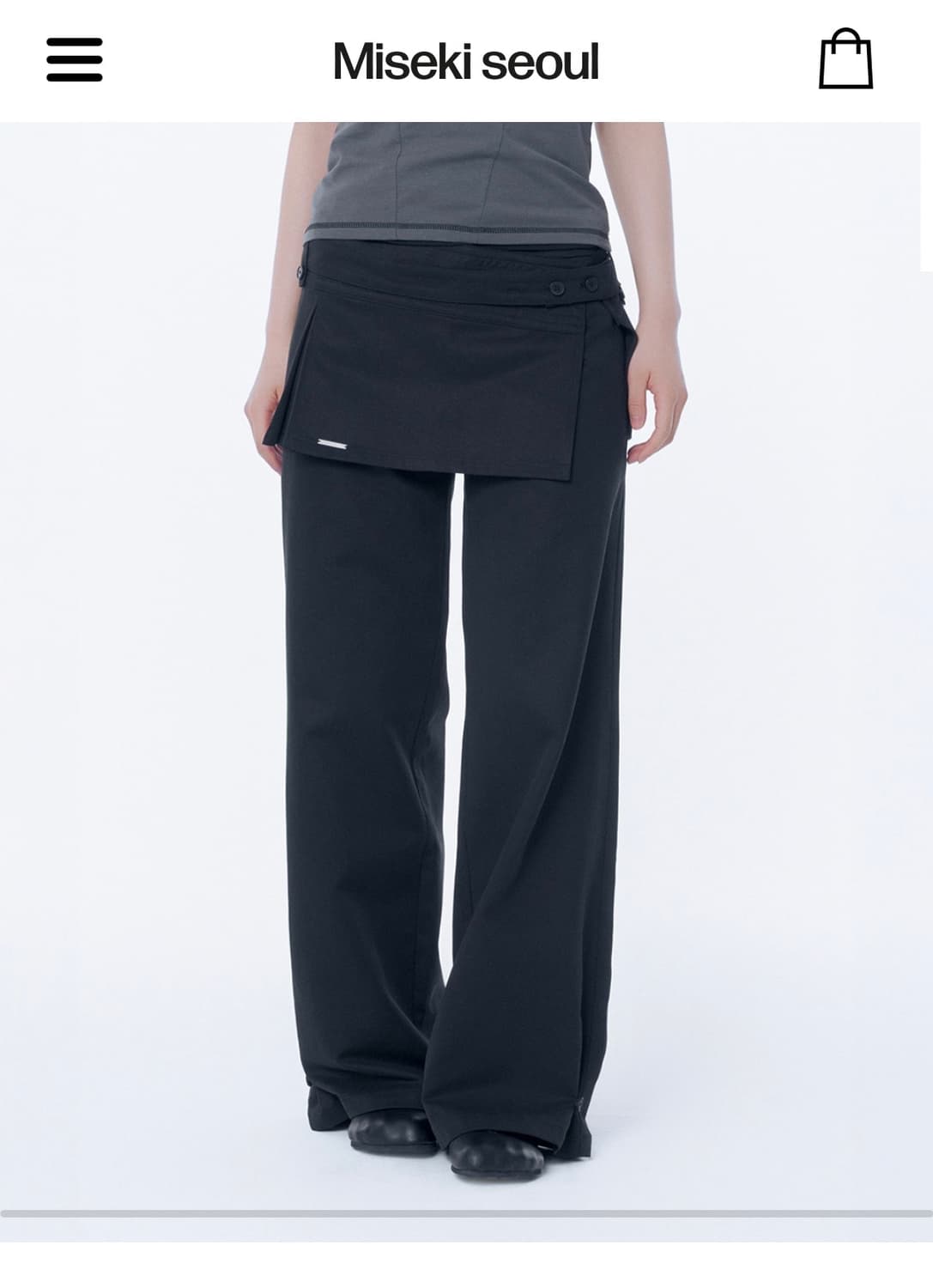 미세키서울 Button tab mini skirt pants 블랙 상품이미지1