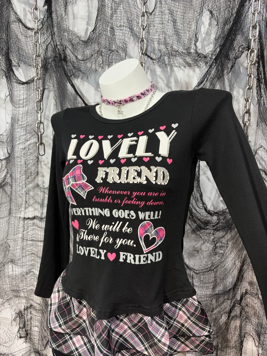 Y2k kitsch Glitter frill Layered long sl 상품이미지5
