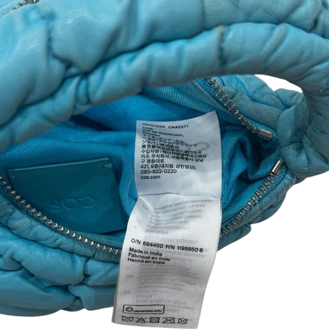 COS 코스 퀄티드 미니백 레더 터콰이즈 블루 가방 상품이미지4