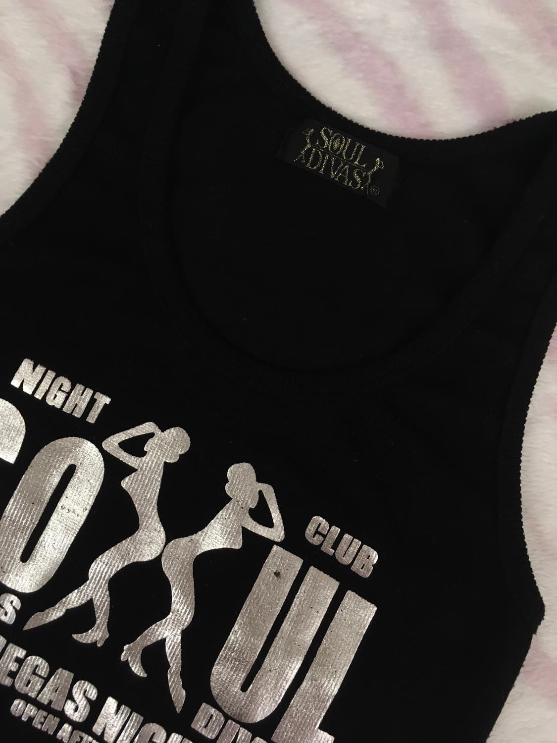 Soul Divas Y2K 슬리브리스 그런지 펑크 블랙 나시 오네갸루 상품이미지2