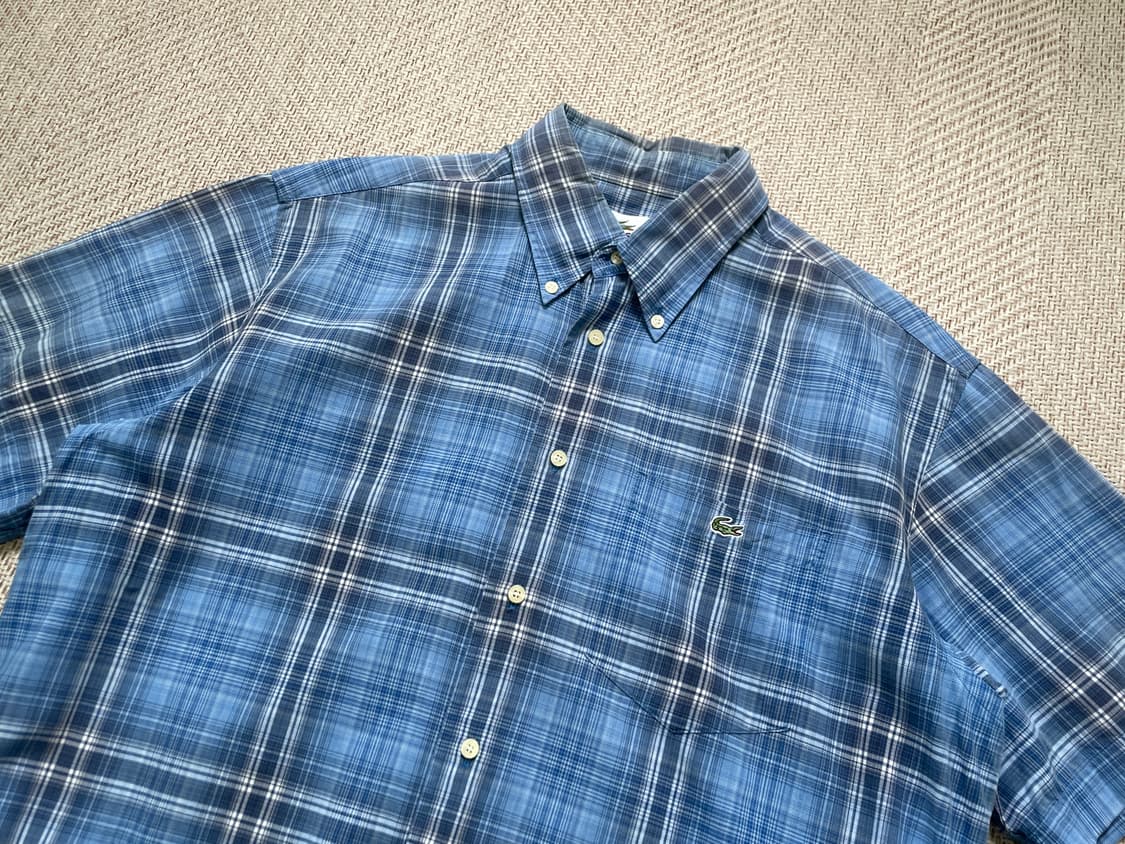 라코스테 스카이블루 체크 반팔셔츠  J04112 상품이미지3