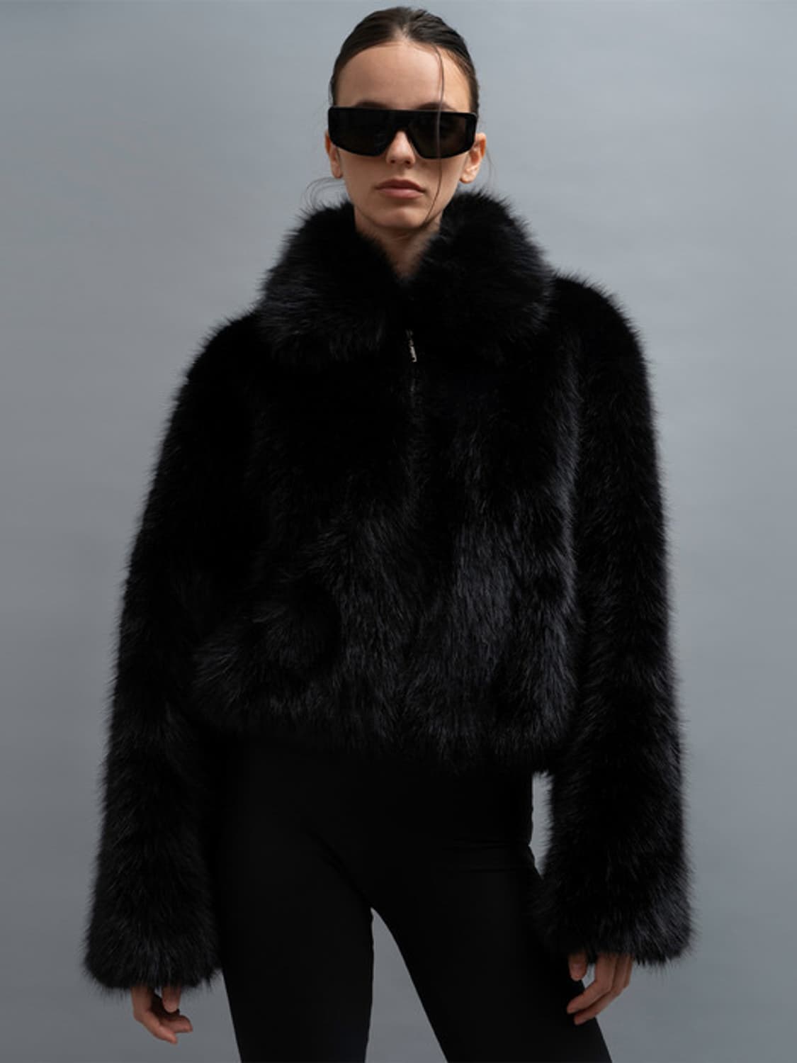 더포르타 COLLAR FAUX FUR JACKET, BLACK 상품이미지2