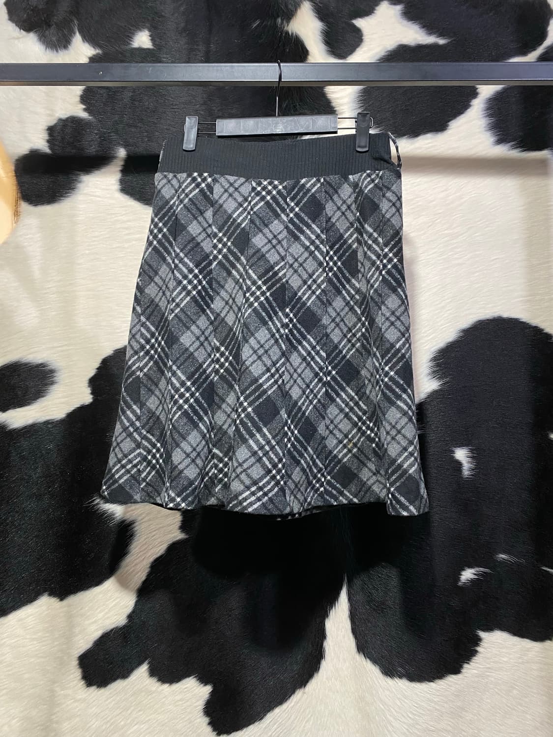 Japanese vtg 체크 울 미디스커트 상품이미지2