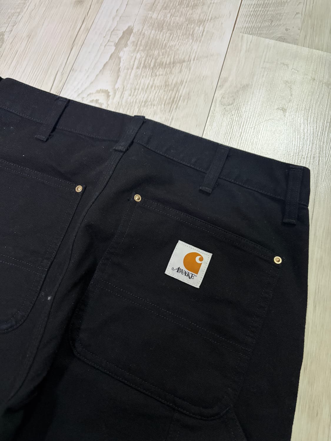 [M] Carhartt WIP x Awake NY 더블 니 팬츠 블랙 상품이미지4