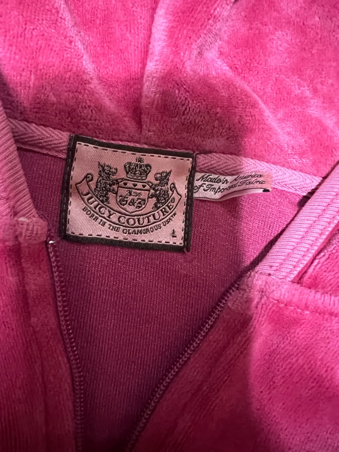 쥬시꾸뛰르 벨벳 핑크 후드집업 상품이미지3