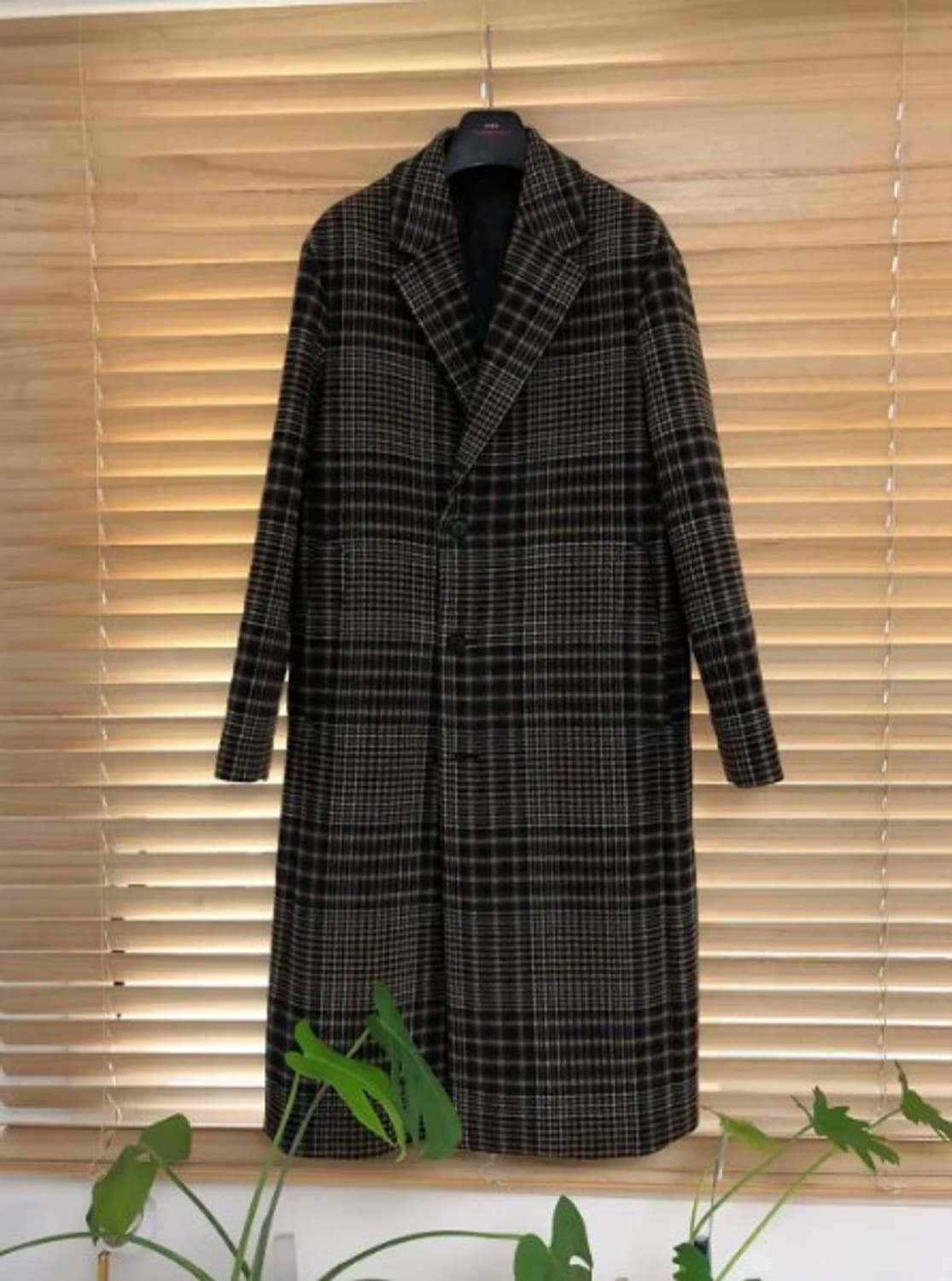 지오지아 글렌 체크 세미 오버 롱 코트 상품이미지2
