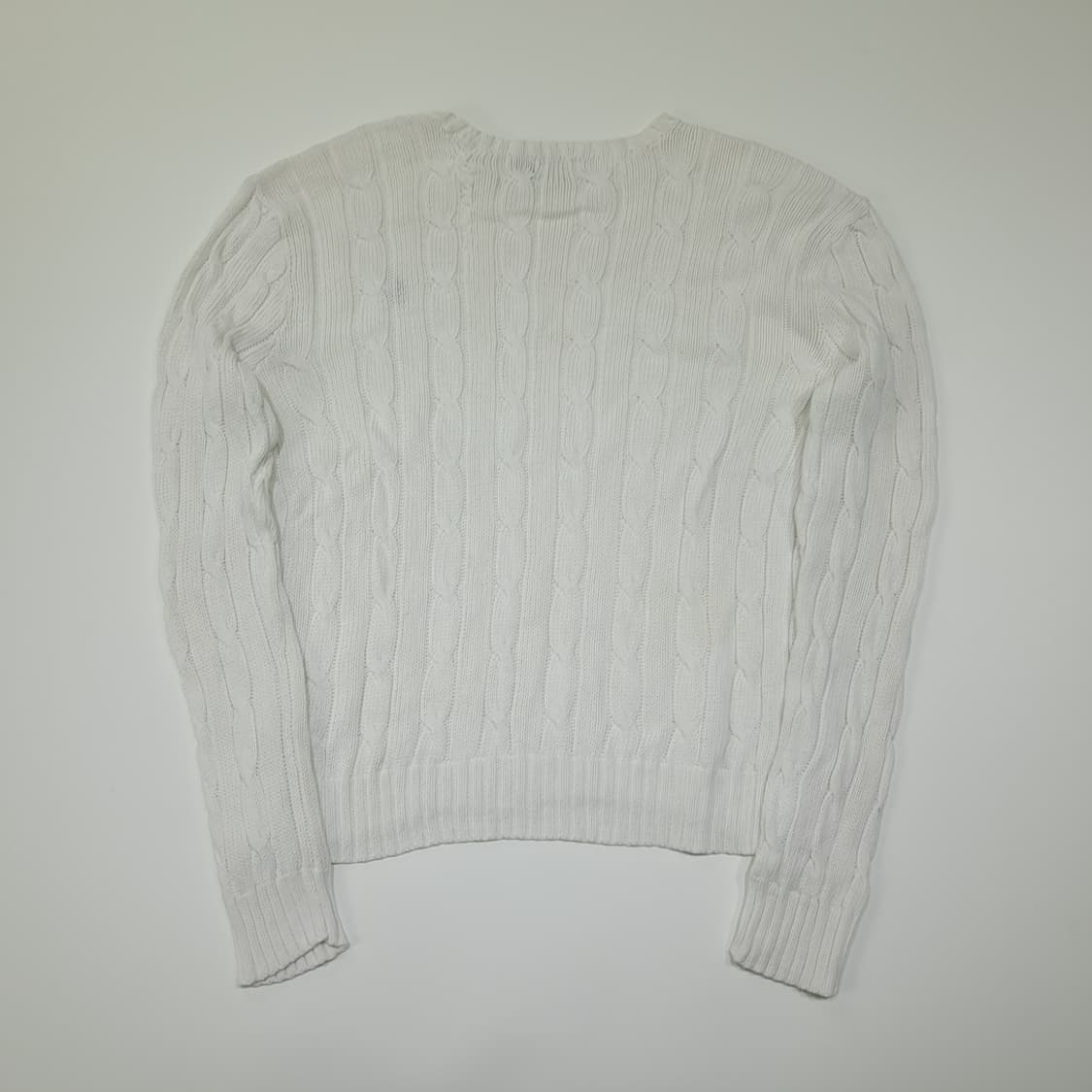 CL095 XL 폴로 랄프로렌 네이비 포니 자수 화이트 케이블 니트 상품이미지6