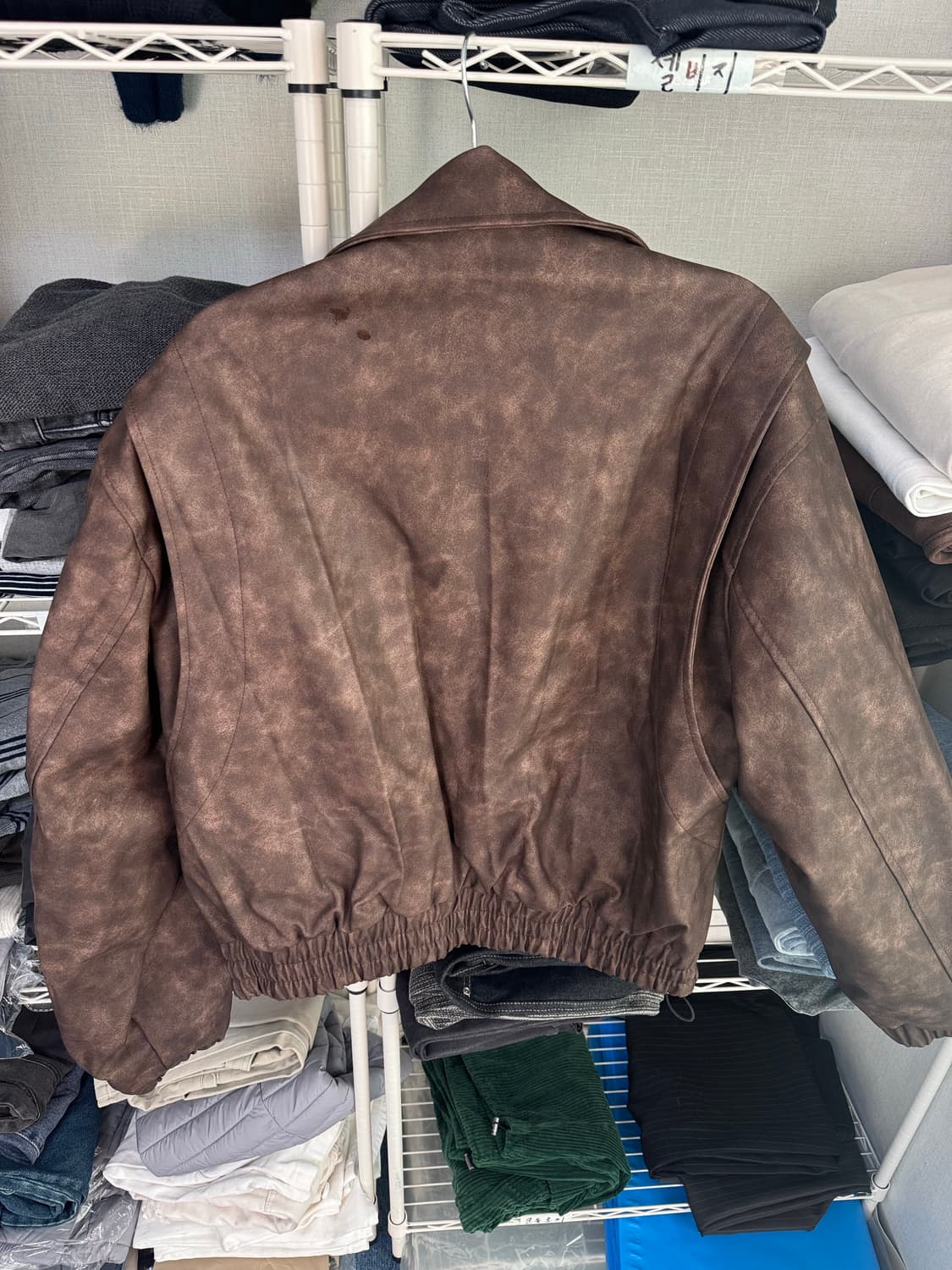 브라운 빈티지워싱레더자켓 상품이미지3
