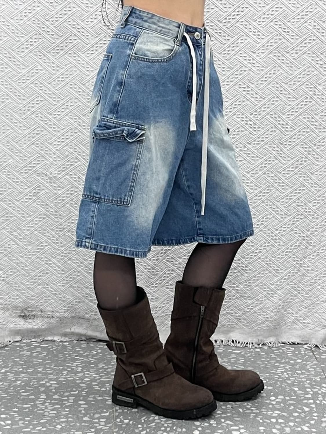 빈티지 스트릿 캐주얼 버뮤다 데님 카고 반바지 26인치 C11005 상품이미지1