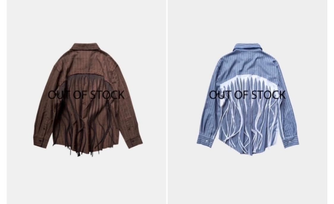 [0tape] STRIPED FRINGE SHIRT_ BROWN 상품이미지3
