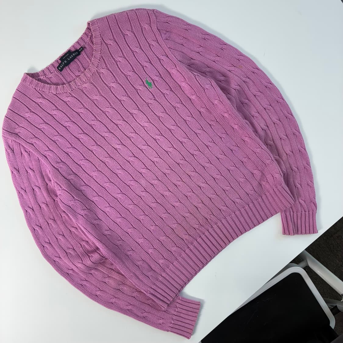 Polo  랄프로렌 자수 코튼 라벤더 꽈배기 니트  상품이미지2
