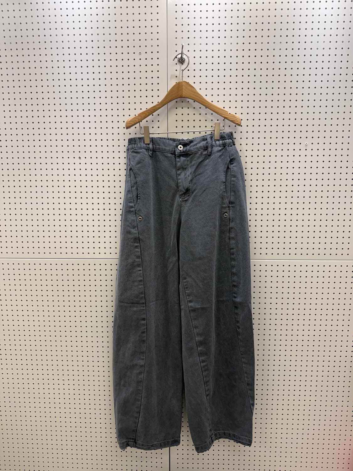 그레이 워싱 허리밴딩 카고 팬츠 U550 상품이미지3