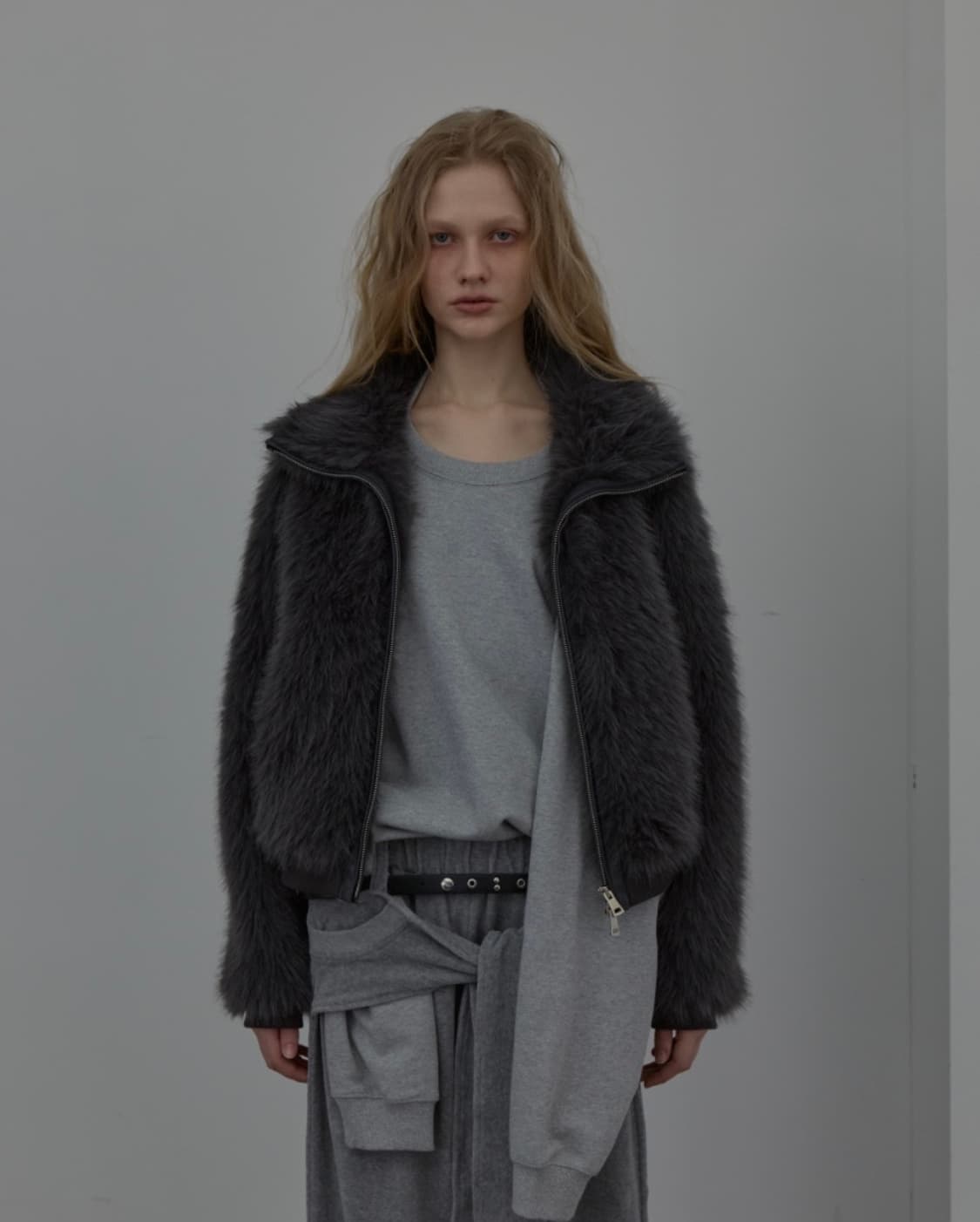 LCDC TM NEW FUR ZIP-UP JARKET GREY 상품이미지3