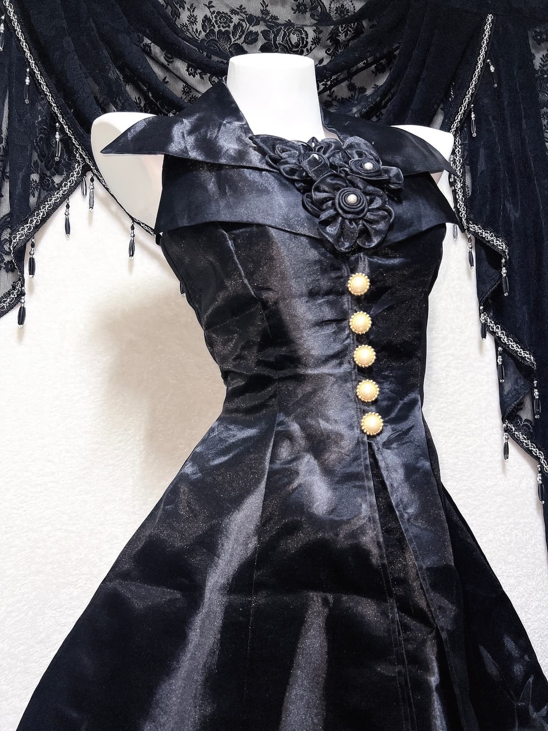 로맨틱고딕 고스펑크 미사 세라 레이스업 코르셋드레스 새틴원피스 공겜 핀터 상품이미지8