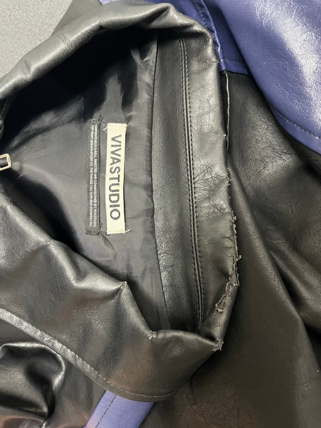 [L] 비바스튜디오 비건 레더 믹스 레이서 자켓 상품이미지4