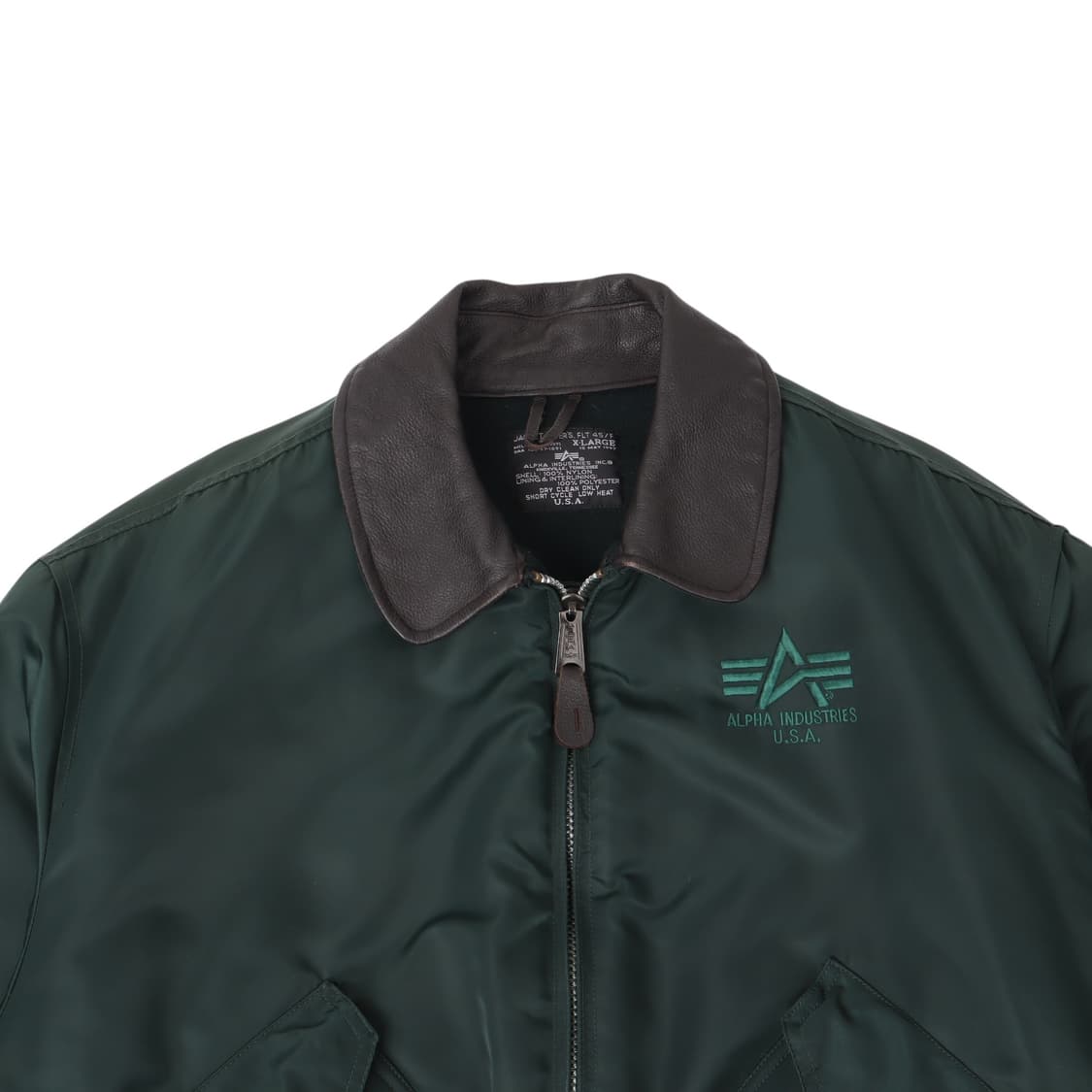 알파인더스트리 그린 cwu-45p 레더카라 자켓 상품이미지2